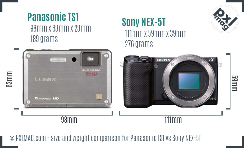 Panasonic TS1 vs Sony NEX-5T size comparison Panasonic TS1 vs Sony NEX-5T size comparison