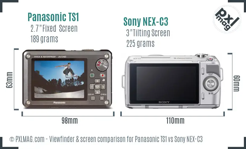 Panasonic TS1 vs Sony NEX-C3 Screen and Viewfinder comparison