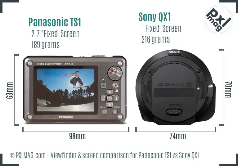 Panasonic TS1 vs Sony QX1 Screen and Viewfinder comparison Panasonic TS1 vs Sony QX1 Screen and Viewfinder comparison