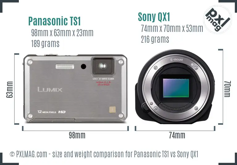 Panasonic TS1 vs Sony QX1 size comparison Panasonic TS1 vs Sony QX1 size comparison