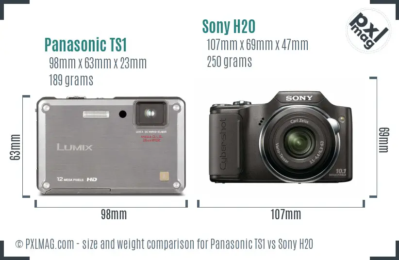 Panasonic TS1 vs Sony H20 size comparison