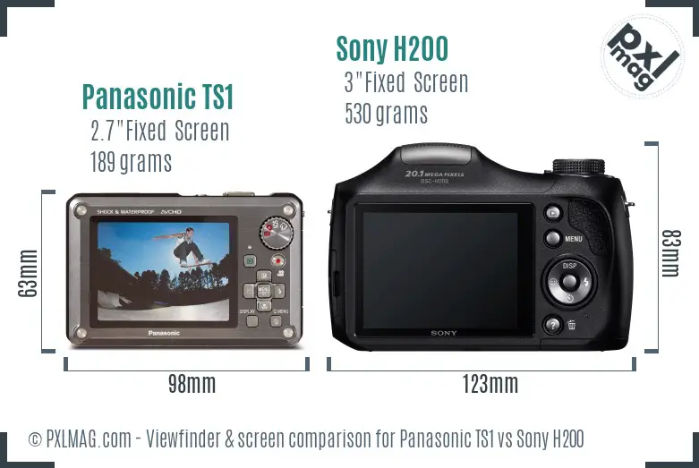 Panasonic TS1 vs Sony H200 Screen and Viewfinder comparison Panasonic TS1 vs Sony H200 Screen and Viewfinder comparison