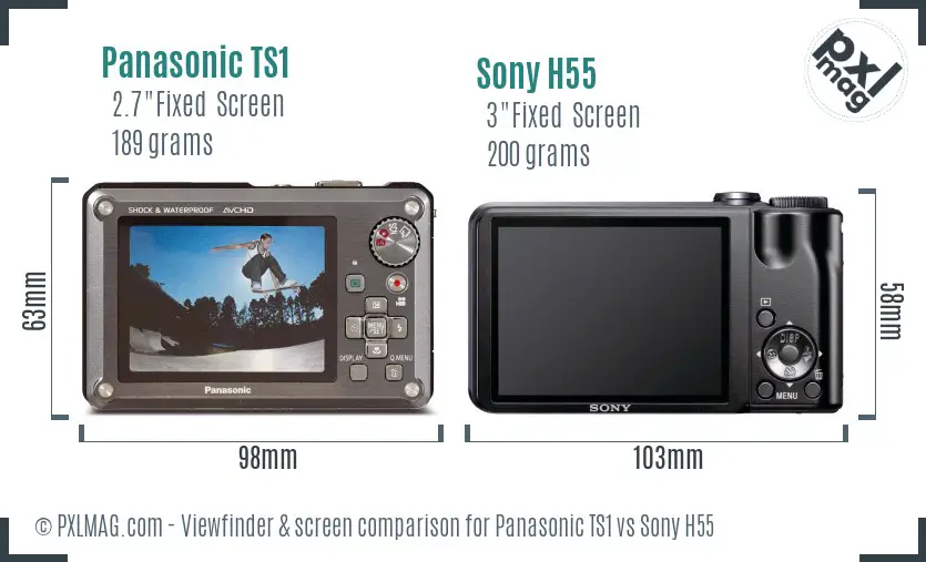 Panasonic TS1 vs Sony H55 Screen and Viewfinder comparison