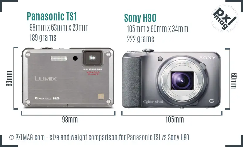 Panasonic TS1 vs Sony H90 size comparison Panasonic TS1 vs Sony H90 size comparison
