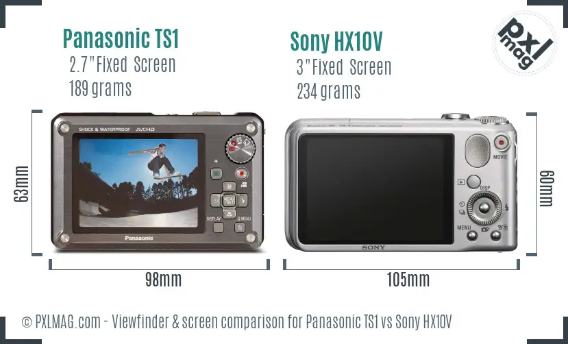 Panasonic TS1 vs Sony HX10V Screen and Viewfinder comparison