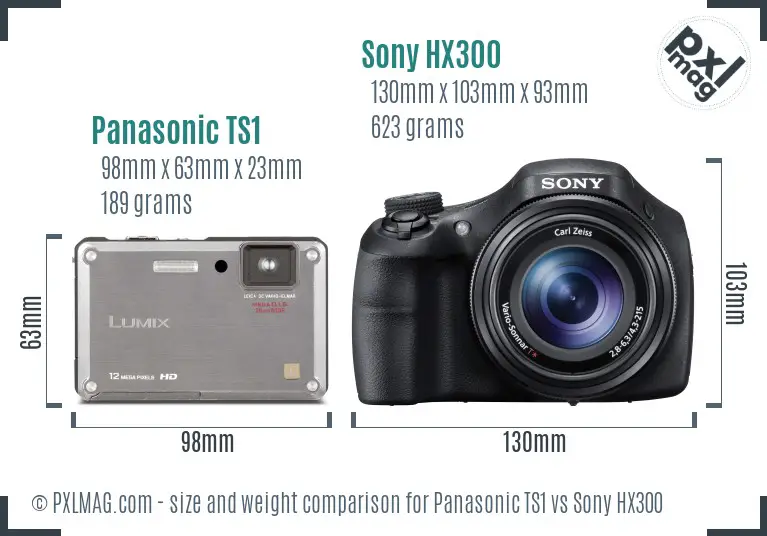 Panasonic TS1 vs Sony HX300 size comparison Panasonic TS1 vs Sony HX300 size comparison