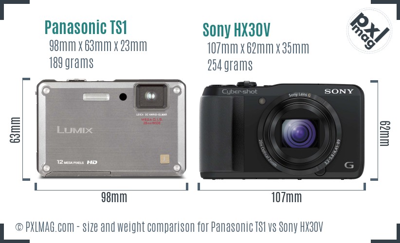 Panasonic TS1 vs Sony HX30V size comparison Panasonic TS1 vs Sony HX30V size comparison