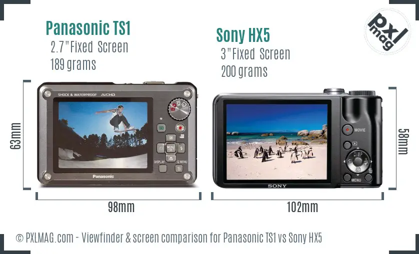 Panasonic TS1 vs Sony HX5 Screen and Viewfinder comparison