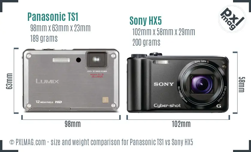 Panasonic TS1 vs Sony HX5 size comparison