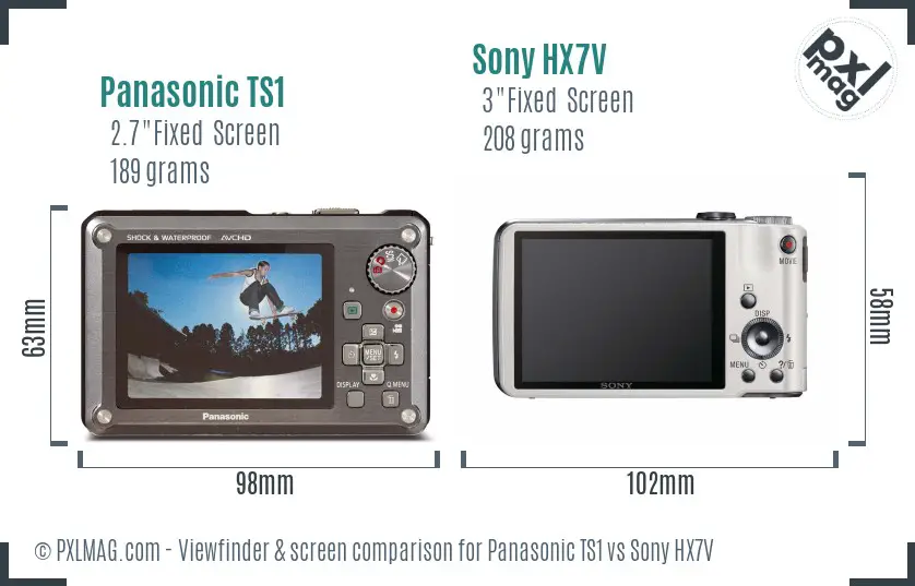 Panasonic TS1 vs Sony HX7V Screen and Viewfinder comparison