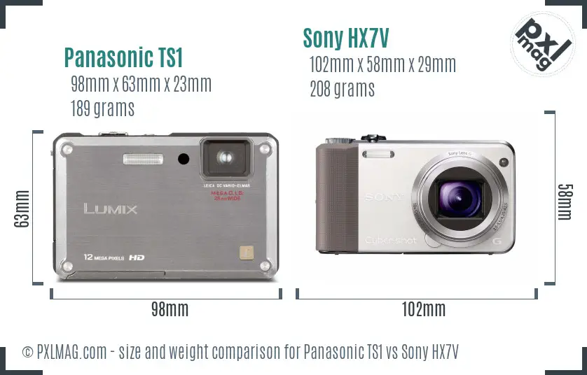 Panasonic TS1 vs Sony HX7V size comparison