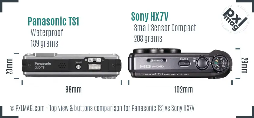 Panasonic TS1 vs Sony HX7V top view buttons comparison