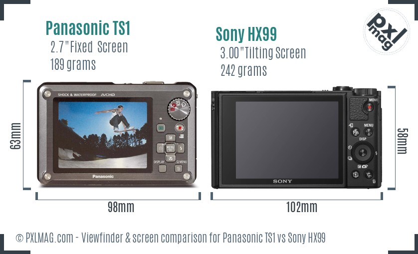 Panasonic TS1 vs Sony HX99 Screen and Viewfinder comparison