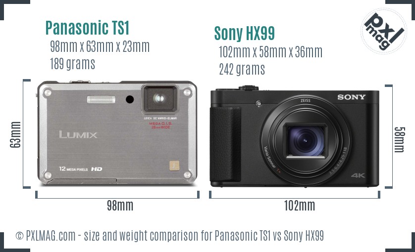 Panasonic TS1 vs Sony HX99 size comparison Panasonic TS1 vs Sony HX99 size comparison
