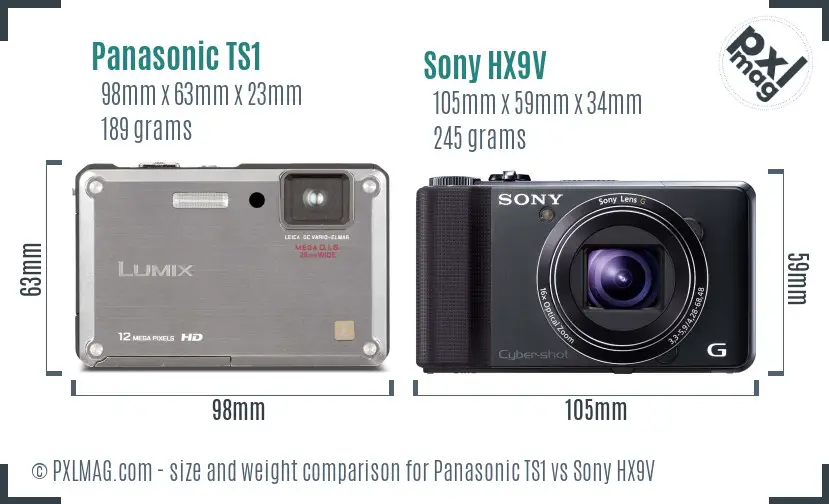 Panasonic TS1 vs Sony HX9V size comparison Panasonic TS1 vs Sony HX9V size comparison