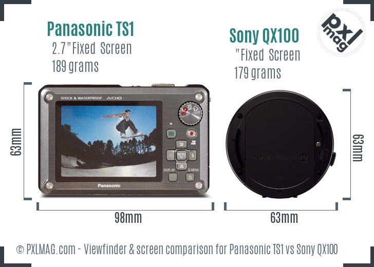 Panasonic TS1 vs Sony QX100 Screen and Viewfinder comparison
