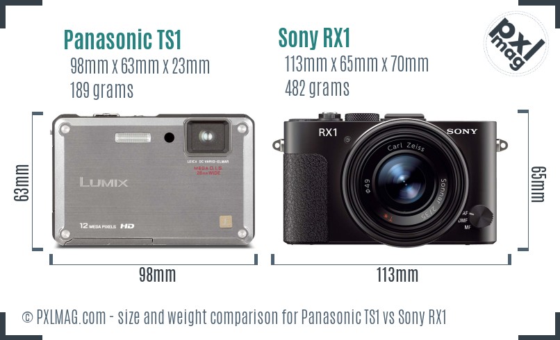 Panasonic TS1 vs Sony RX1 size comparison