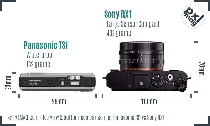 Panasonic TS1 vs Sony RX1 top view buttons comparison