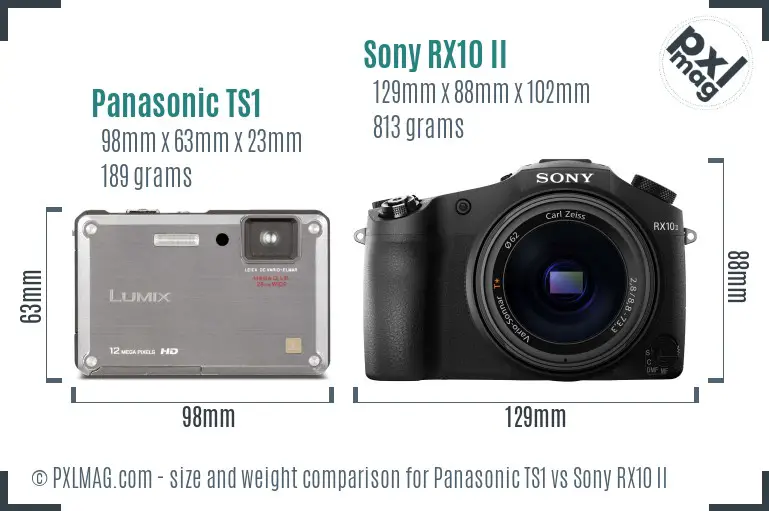 Panasonic TS1 vs Sony RX10 II size comparison Panasonic TS1 vs Sony RX10 II size comparison