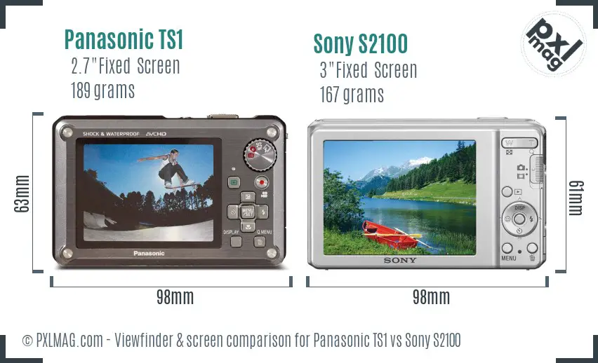 Panasonic TS1 vs Sony S2100 Screen and Viewfinder comparison