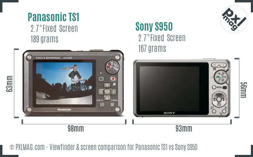 Panasonic TS1 vs Sony S950 Screen and Viewfinder comparison