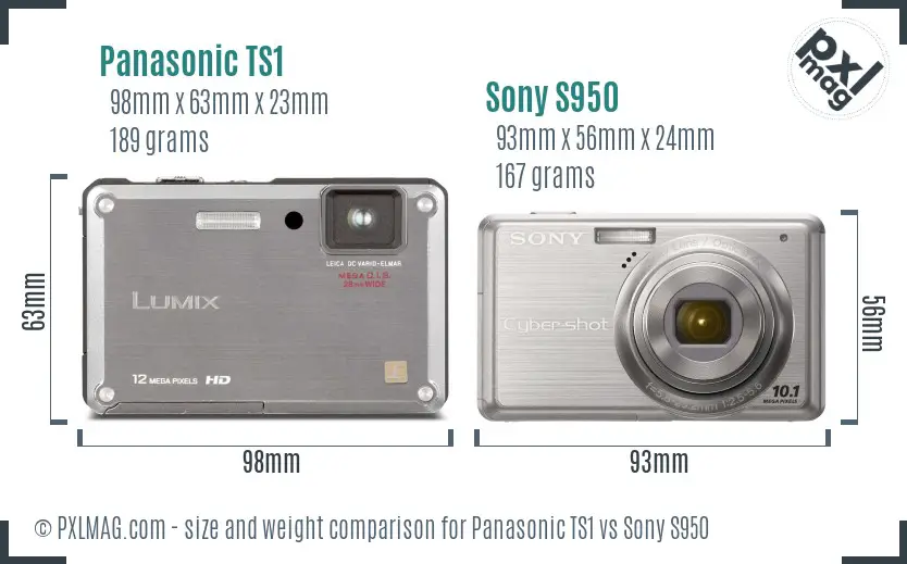 Panasonic TS1 vs Sony S950 size comparison