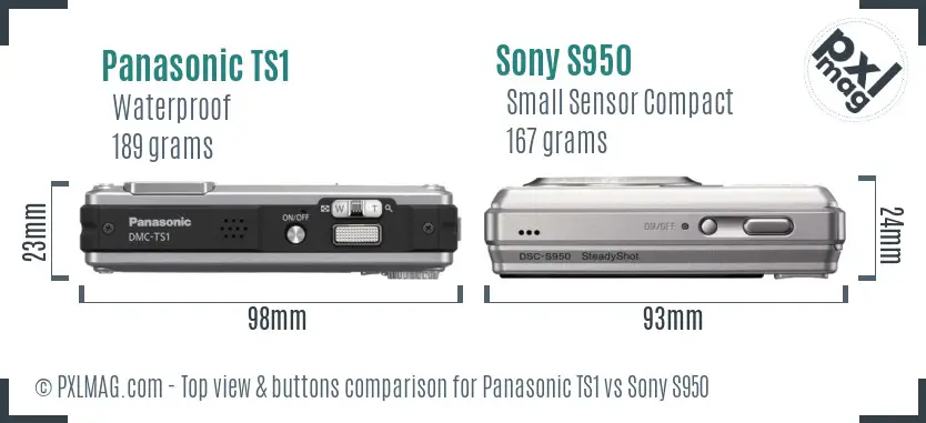 Panasonic TS1 vs Sony S950 top view buttons comparison