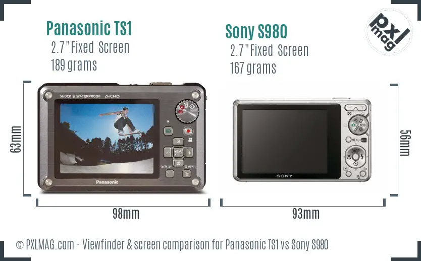 Panasonic TS1 vs Sony S980 Screen and Viewfinder comparison Panasonic TS1 vs Sony S980 Screen and Viewfinder comparison