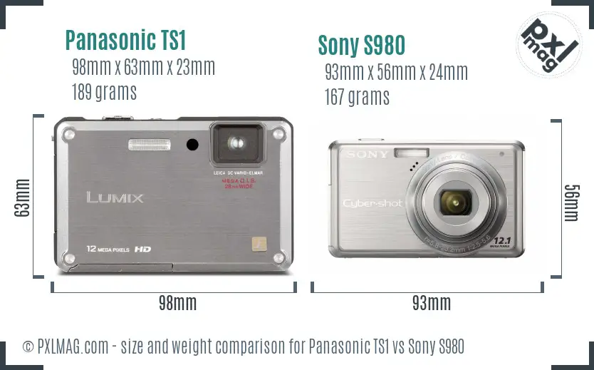 Panasonic TS1 vs Sony S980 size comparison Panasonic TS1 vs Sony S980 size comparison