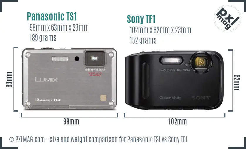 Panasonic TS1 vs Sony TF1 size comparison Panasonic TS1 vs Sony TF1 size comparison
