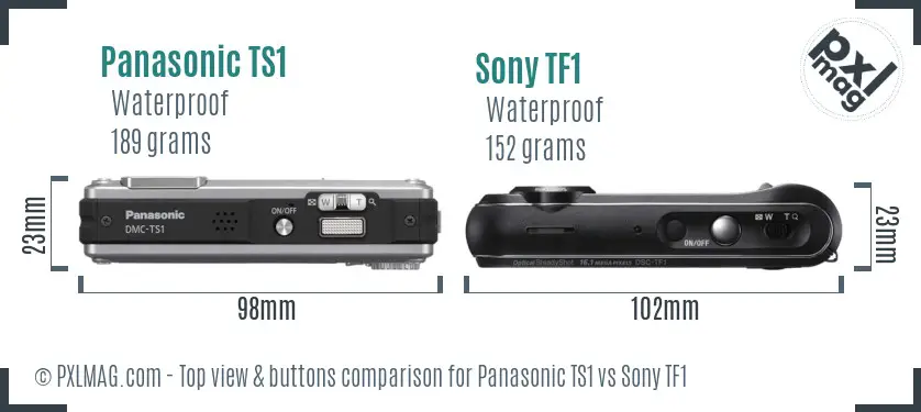 Panasonic TS1 vs Sony TF1 top view buttons comparison Panasonic TS1 vs Sony TF1 top view buttons comparison