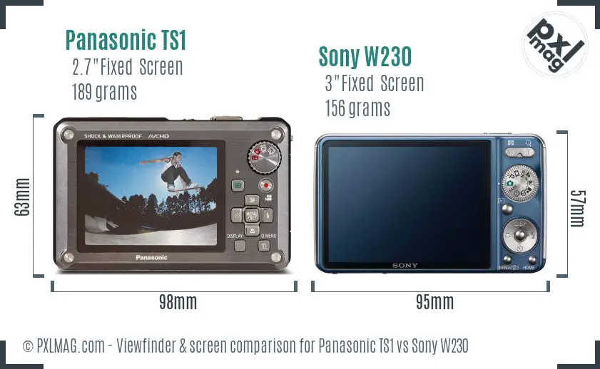 Panasonic TS1 vs Sony W230 Screen and Viewfinder comparison Panasonic TS1 vs Sony W230 Screen and Viewfinder comparison
