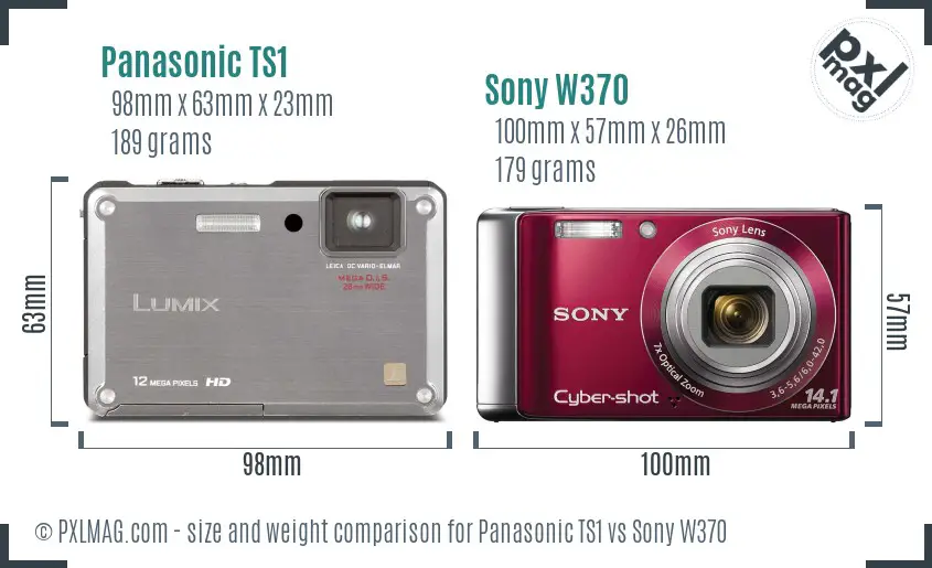 Panasonic TS1 vs Sony W370 size comparison