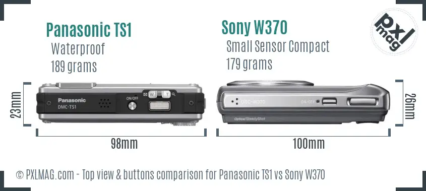 Panasonic TS1 vs Sony W370 top view buttons comparison