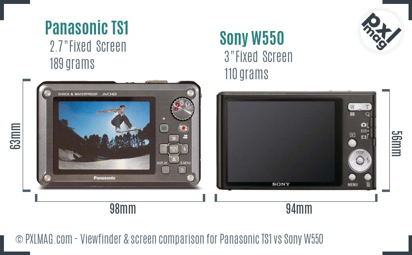 Panasonic TS1 vs Sony W550 Screen and Viewfinder comparison