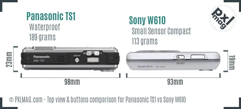 Panasonic TS1 vs Sony W610 top view buttons comparison