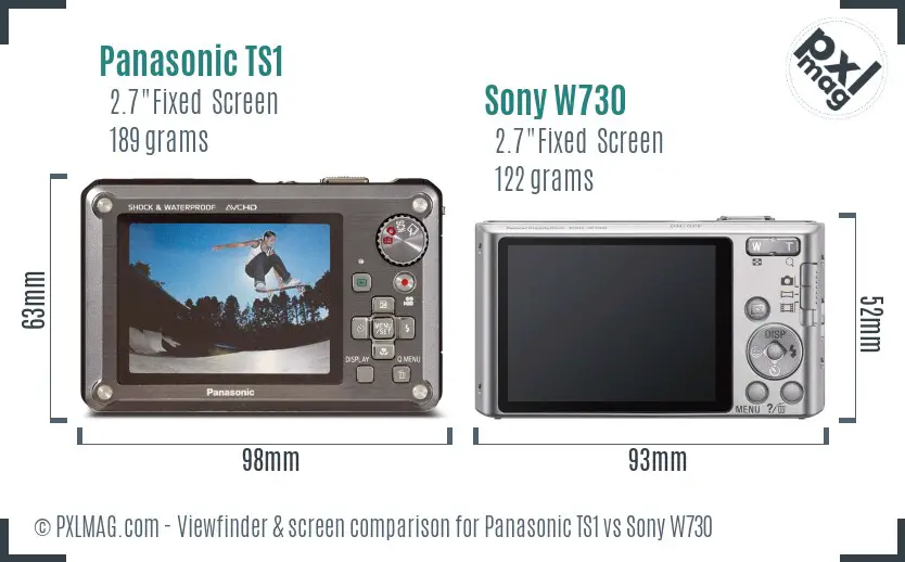 Panasonic TS1 vs Sony W730 Screen and Viewfinder comparison