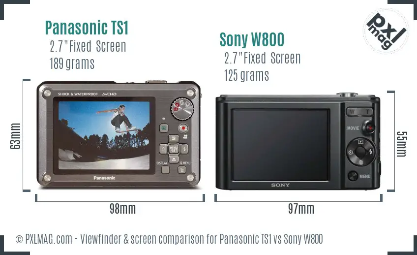 Panasonic TS1 vs Sony W800 Screen and Viewfinder comparison
