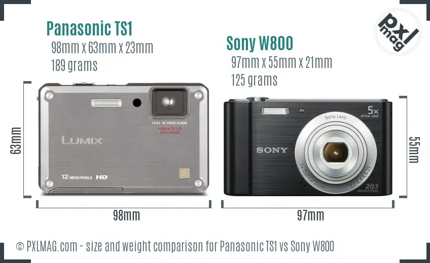 Panasonic TS1 vs Sony W800 size comparison