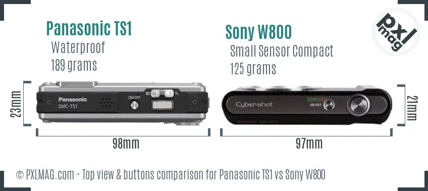 Panasonic TS1 vs Sony W800 top view buttons comparison
