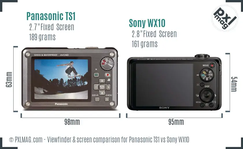 Panasonic TS1 vs Sony WX10 Screen and Viewfinder comparison