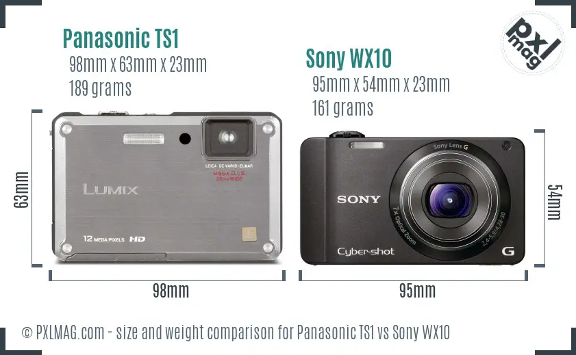 Panasonic TS1 vs Sony WX10 size comparison