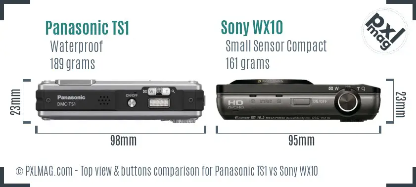 Panasonic TS1 vs Sony WX10 top view buttons comparison