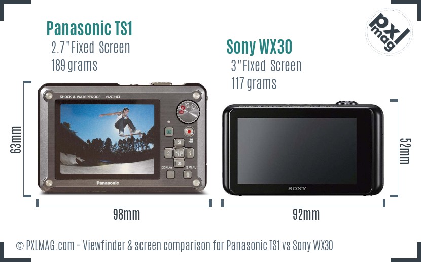 Panasonic TS1 vs Sony WX30 Screen and Viewfinder comparison