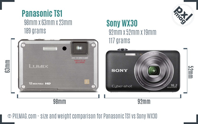 Panasonic TS1 vs Sony WX30 size comparison