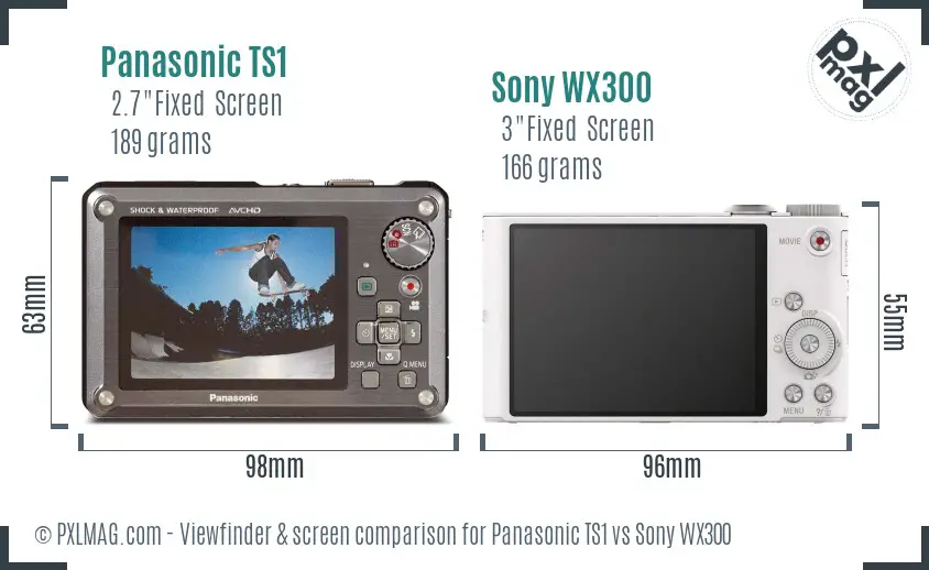 Panasonic TS1 vs Sony WX300 Screen and Viewfinder comparison