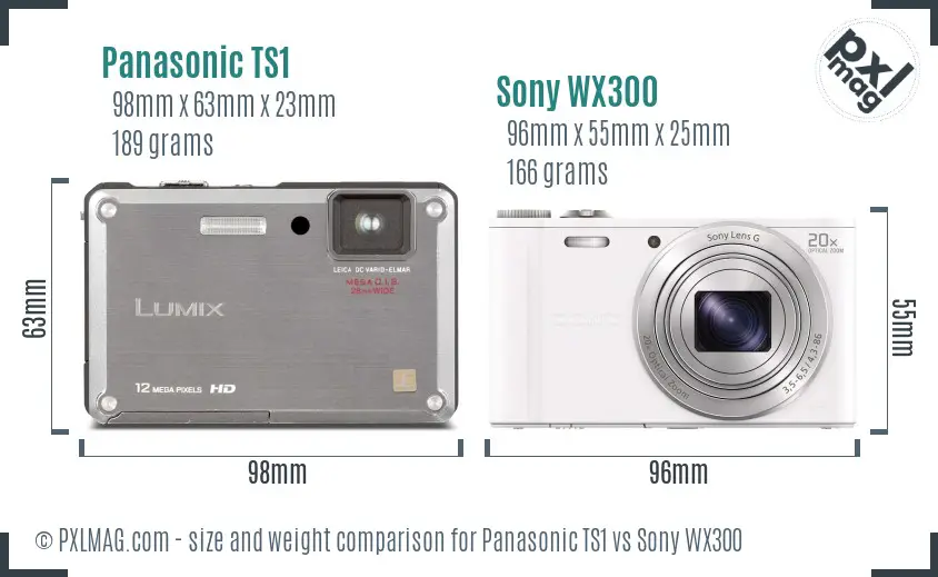 Panasonic TS1 vs Sony WX300 size comparison