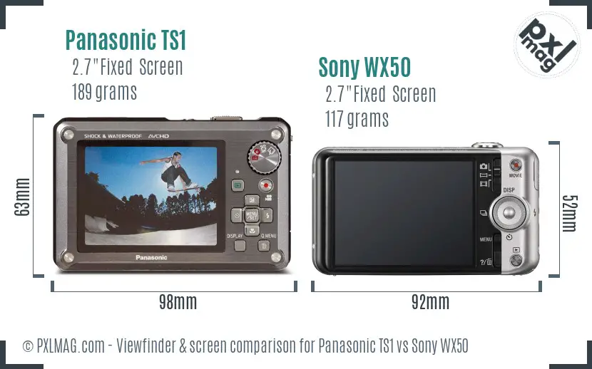 Panasonic TS1 vs Sony WX50 Screen and Viewfinder comparison