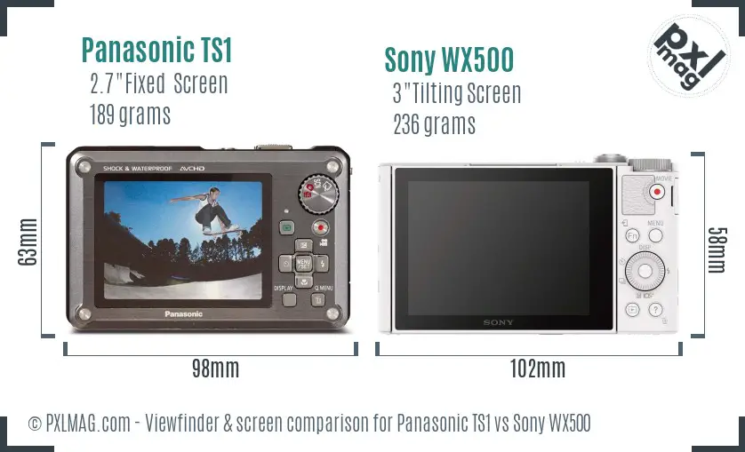Panasonic TS1 vs Sony WX500 Screen and Viewfinder comparison