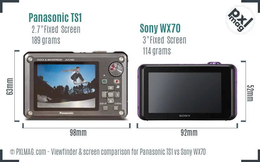 Panasonic TS1 vs Sony WX70 Screen and Viewfinder comparison